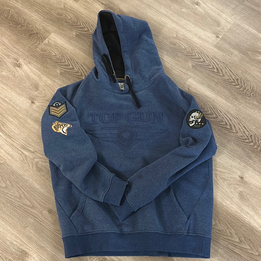 Top Gun Blue Hoodie with Patches